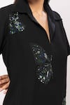 Buy Smriti By Anju Agarwal Black Sequins Polo Collar Midi Dress With Butterfly Embellishments Online at Aza Fashions Buy_Smriti By Anju Agarwal_Black Sequins Polo Collar Midi Dress With Butterfly Embellishments _Online_at_Aza_Fashions