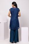 Shop_Smriti By Anju Agarwal_Navy Silk Embroidery Round , Open Midnight Leaf Co-ord Set _at_Aza_Fashions