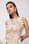 Shop Smriti By Anju Agarwal Ivory Linen Tassels Round Neck Embroidered Golden Mirage Set Online at Aza Fashions Shop_Smriti By Anju Agarwal_Ivory Linen Tassels Round Neck Embroidered Golden Mirage Set _Online_at_Aza_Fashions