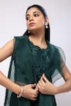 Shop_Smriti By Anju Agarwal_Green Crepe, Organza, Chiffon Embroidery Round Emerald Grace Jacket And Skirt Set _Online_at_Aza_Fashions