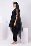 Smriti By Anju Agarwal Black Silk, Organza Beads Round Neck Floral Applique Cape Kurta Set Online at Aza Fashions Smriti By Anju Agarwal_Black Silk, Organza Beads Round Neck Floral Applique Cape Kurta Set _Online_at_Aza_Fashions