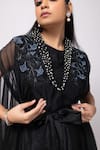 Buy Smriti By Anju Agarwal Black Silk, Organza Beads Round Neck Floral Applique Cape Kurta Set Online at Aza Fashions Buy_Smriti By Anju Agarwal_Black Silk, Organza Beads Round Neck Floral Applique Cape Kurta Set _Online_at_Aza_Fashions