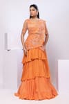 Buy Smriti By Anju Agarwal Orange Net, Organza Embroidery, Sequins V-neck Crystal Lehenga Set at Aza Fashions Buy_Smriti By Anju Agarwal_Orange Net, Organza Embroidery, Sequins V-neck Crystal Lehenga Set _at_Aza_Fashions