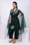 Buy Smriti By Anju Agarwal Green Silk, Organza Beads, Cut Work V-neck Floral Applique Cape Kurta Set at Aza Fashions Buy_Smriti By Anju Agarwal_Green Silk, Organza Beads, Cut Work V-neck Floral Applique Cape Kurta Set _at_Aza_Fashions