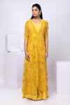 Buy Smriti By Anju Agarwal Yellow Crepe, Organza Pearls, Embroidery Wildflower Jacket And Drape Skirt Set at Aza Fashions Buy_Smriti By Anju Agarwal_Yellow Crepe, Organza Pearls, Embroidery Wildflower Jacket And Drape Skirt Set _at_Aza_Fashions