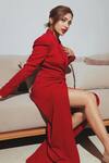 Shop_Antithesis India_Red Matte Crepe Suit Dress _at_Aza_Fashions
