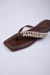 SCHON ZAPATO_Brown Kodi Toe-holder Flats _Online_at_Aza_Fashions