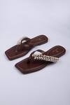 Shop_SCHON ZAPATO_Brown Kodi Toe-holder Flats _at_Aza_Fashions
