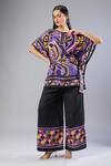Samyukta Singhania_Purple Silk, Crepe Round Neck Co-ord Set _Online_at_Aza_Fashions