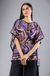 Buy_Samyukta Singhania_Purple Silk, Crepe Round Neck Co-ord Set _Online_at_Aza_Fashions