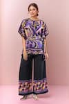 Buy_Samyukta Singhania_Purple Silk, Crepe Round Neck Co-ord Set _at_Aza_Fashions