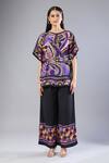 Samyukta Singhania_Purple Silk, Crepe Round Neck Co-ord Set _at_Aza_Fashions
