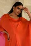 Saahiil Kapoor_Orange Colorblock Beaded Kaftan _Online_at_Aza_Fashions