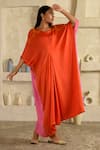 Buy_Saahiil Kapoor_Orange Colorblock Beaded Kaftan _Online_at_Aza_Fashions