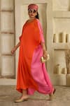 Saahiil Kapoor_Orange Colorblock Beaded Kaftan _at_Aza_Fashions