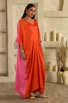 Shop_Saahiil Kapoor_Orange Colorblock Beaded Kaftan _at_Aza_Fashions