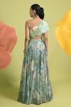 Shop_Rishi And Vibhuti_Green Organza Beads Asymmetric Matcha Ethereal Charm Lehenga Set _at_Aza_Fashions