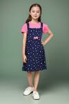 Buy_Samyukta Singhania_Pink Cotton Bows Knee Length Dungarees Dress _at_Aza_Fashions