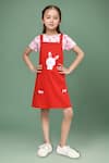 Buy Petite Pomme Red Cotton Embroidery, Bows Baby Girl Knee Length Dungarees Dress at Aza Fashions Buy_Petite Pomme_Red Cotton Embroidery, Bows Baby Girl Knee Length Dungarees Dress _at_Aza_Fashions