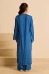 Shop_Inej_Blue Cotton, Silk Tassels, Pearls Round Neck Embroidered Kurta Set _at_Aza_Fashions