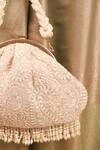 AMYRA_Gray Embroidery, Beads Rhea Threadwork Vintage Clutch _Online_at_Aza_Fashions