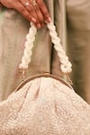 Shop_AMYRA_Gray Embroidery, Beads Rhea Threadwork Vintage Clutch _Online_at_Aza_Fashions