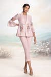 Buy_KAVERI_Pink Floral Print Linen Jacket And Pant Set _at_Aza_Fashions
