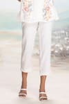 KAVERI_White Floral Print Linen Top And Pant Set _Online_at_Aza_Fashions