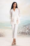 Buy_KAVERI_White Floral Print Linen Top And Pant Set _Online_at_Aza_Fashions