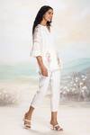 Shop_KAVERI_White Floral Print Linen Top And Pant Set _Online_at_Aza_Fashions