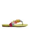 Vanilla Moon_Yellow Fabric Flowers, Beads Floral Toe-post Slippers _Online_at_Aza_Fashions