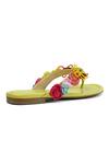 Buy_Vanilla Moon_Yellow Fabric Flowers, Beads Floral Toe-post Slippers _Online_at_Aza_Fashions