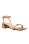 Buy_Vanilla Moon_Gold Square Toe Block Heel Sandals _at_Aza_Fashions