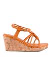 Buy_Vanilla Moon_Orange Knotted Strappy Cork Wedge Sandals_Online_at_Aza_Fashions