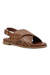 Buy_Vanilla Moon_Brown Handwoven Multi Coloured Footbed Sandals_at_Aza_Fashions