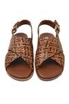 Shop_Vanilla Moon_Brown Handwoven Multi Coloured Footbed Sandals_at_Aza_Fashions