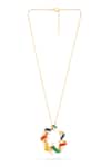 Kicky & Perky_Gold Plated Contemporary Moissanite Pendant Necklace _Online_at_Aza_Fashions