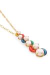 Shop_Kicky & Perky_Gold Plated Colorful Moissanite Polki Pendant Necklace _Online_at_Aza_Fashions