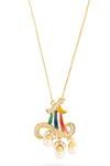 Buy_Kicky & Perky_Gold Plated Contemporary Moissanite Pendant Necklace _Online_at_Aza_Fashions