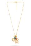 Kicky & Perky_Gold Plated Contemporary Moissanite Pendant Necklace _Online_at_Aza_Fashions