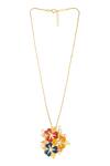Kicky & Perky_Gold Plated Floral Moissanite Pendant Necklace _Online_at_Aza_Fashions