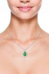 Buy_Kicky &amp; Perky_Silver Plated Green Amethyst Sterling Pendant Necklace _at_Aza_Fashions