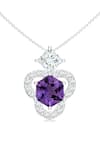 Shop_Kicky & Perky_Silver Plated Amethyst Moissanite Pendant Necklace _at_Aza_Fashions