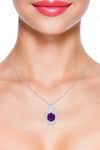 Buy_Kicky & Perky_Silver Plated Amethyst Moissanite Pendant Necklace _at_Aza_Fashions