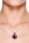 Buy_Kicky & Perky_Silver Plated Garnet Pendant Necklace _at_Aza_Fashions