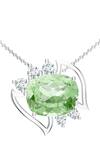 Kicky & Perky_Silver Plated Designer Green Amethyst Pendant Necklace _at_Aza_Fashions
