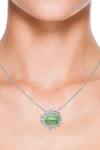 Buy_Kicky & Perky_Silver Plated Designer Green Amethyst Pendant Necklace _at_Aza_Fashions