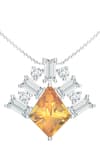 Kicky & Perky_Gold Plated Contemporary Citrine Moissanite Pendant Necklace _Online_at_Aza_Fashions