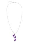 Shop_Kicky &amp; Perky_Purple Contemporary Amethyst And Moissanite Pendant Necklace _at_Aza_Fashions