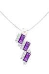 Kicky &amp; Perky_Purple Contemporary Amethyst And Moissanite Pendant Necklace _at_Aza_Fashions